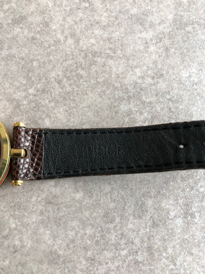 GUCCI Sherry Line Watch Gold×Brown Vintage bunxe7