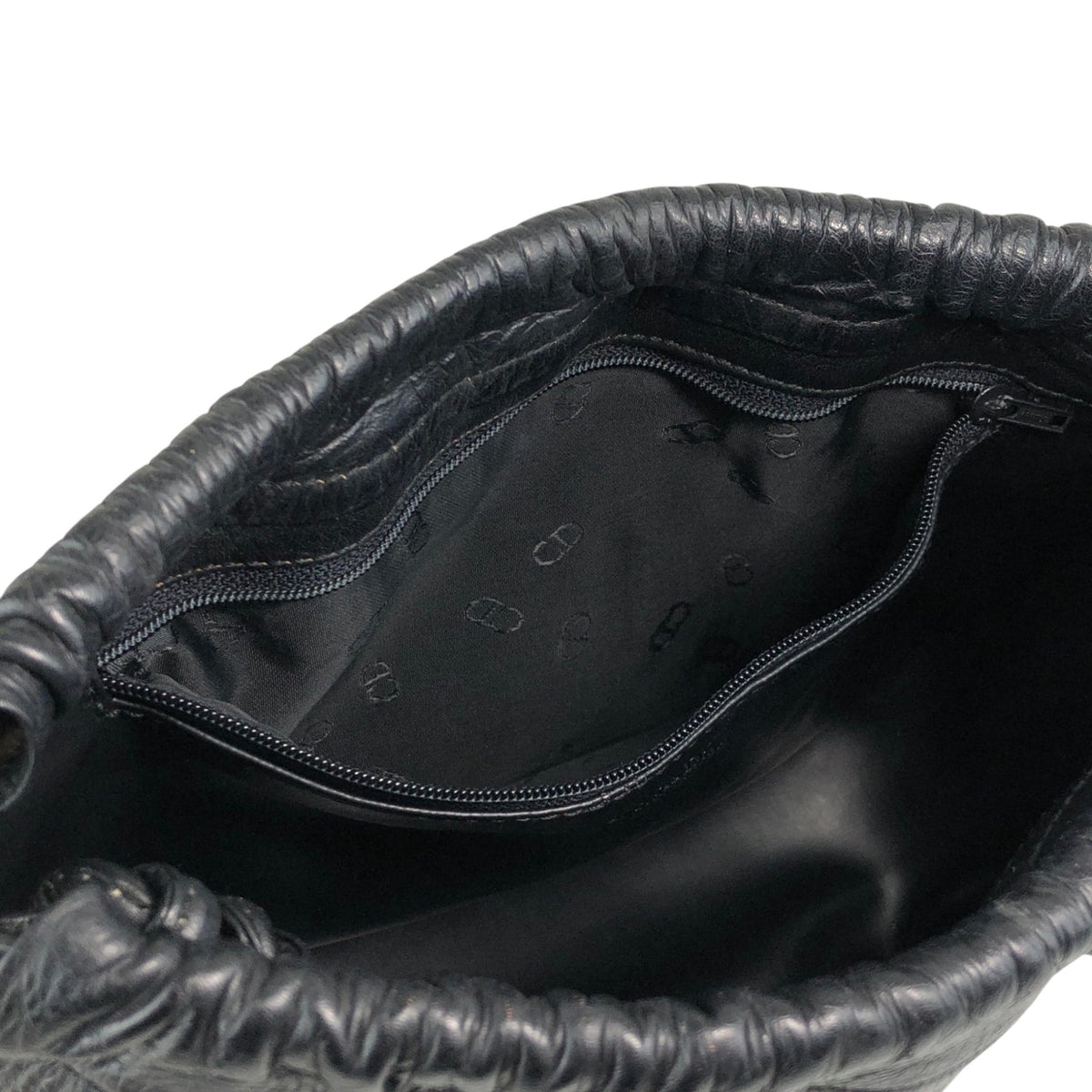 Christian Dior CD Logo Drawstring Shoulder bag Black Vintage 3cpukr