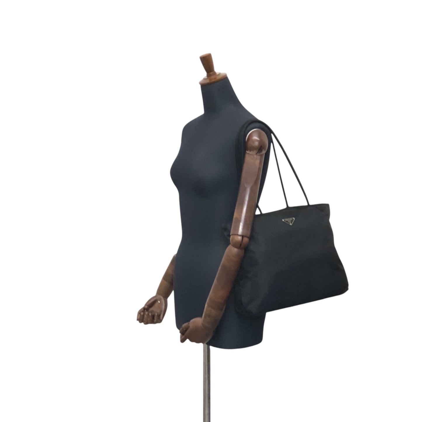PRADA Tessuto Triangle Logo Handbag Totebag Black Vintage prni67
