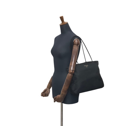 PRADA Tessuto Triangle Logo Handbag Totebag Black Vintage prni67