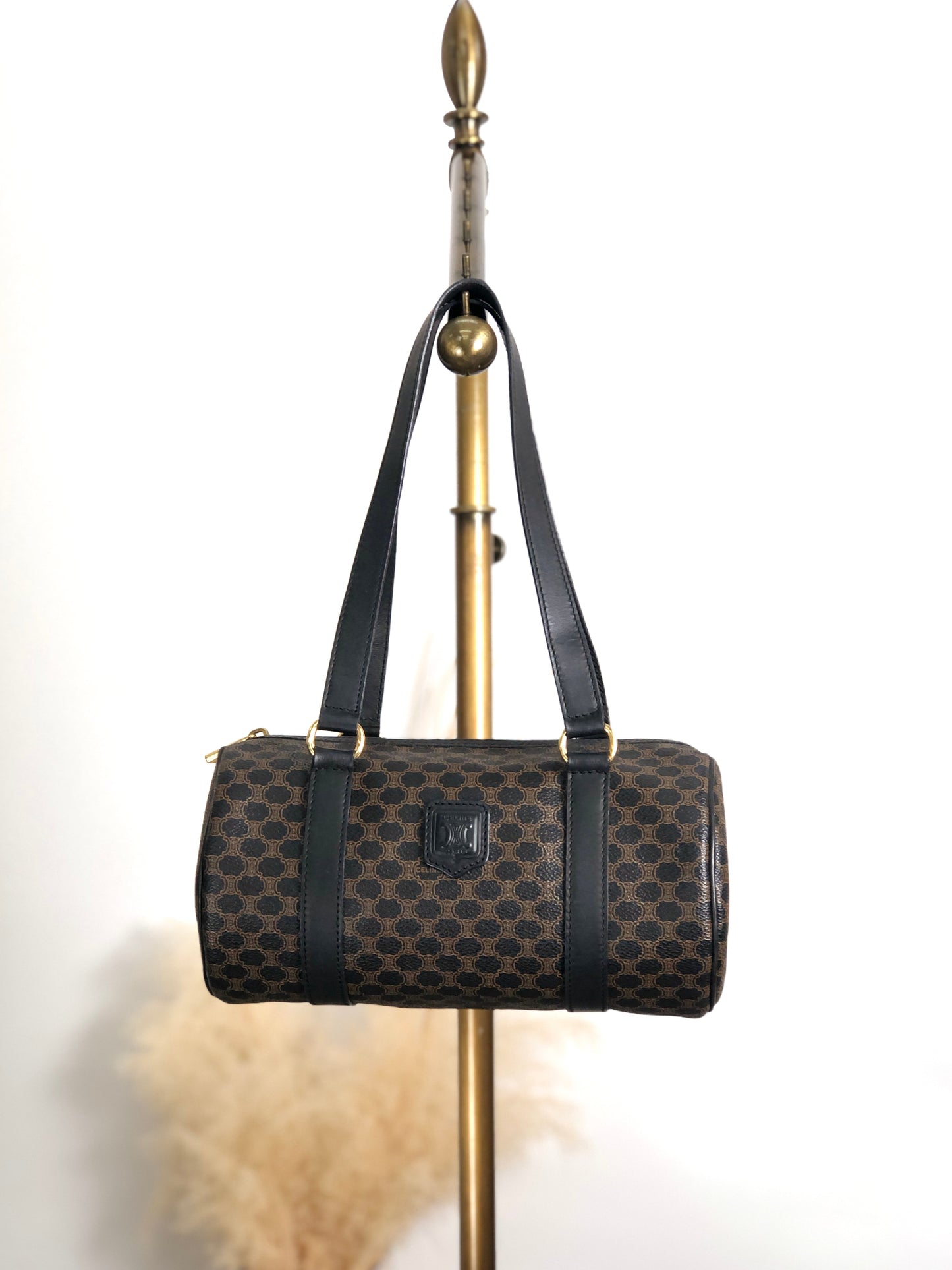 CELINE Macadam Blason Handbag Totebag Black Vintage etm2ud
