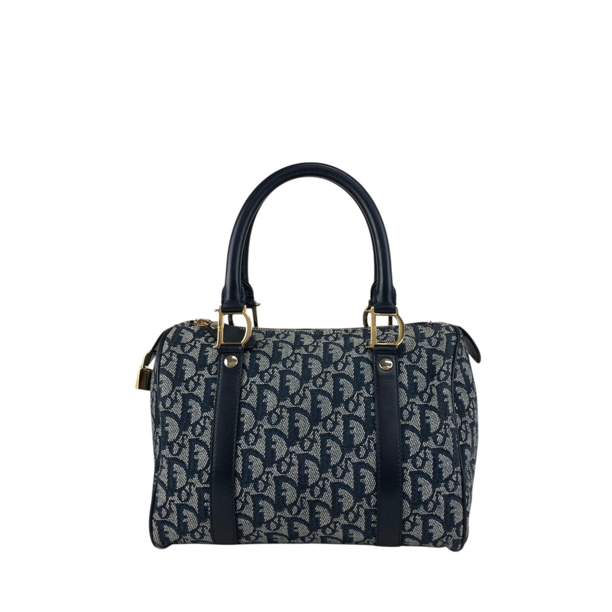 Christian Dior Trotter Small Boston bag Handbag Navy Vintage nt87zs