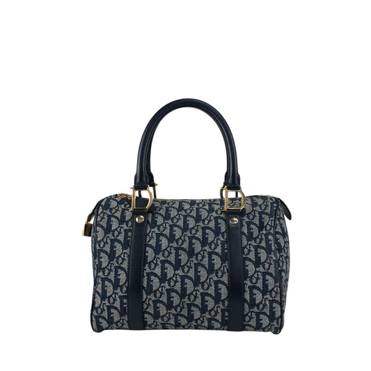 Christian Dior Trotter Small Boston bag Handbag Navy Vintage nt87zs