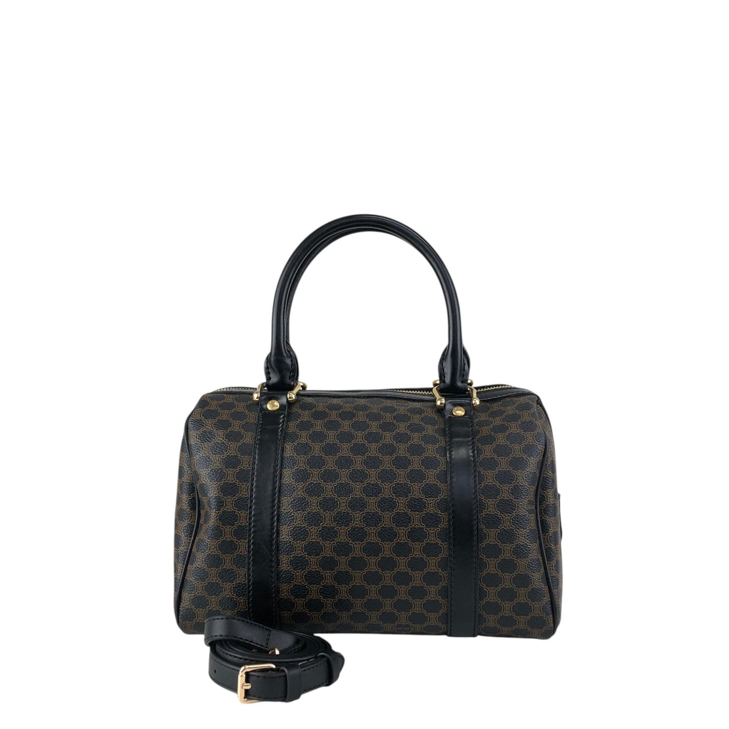CELINE Macadam Two-way Small Boston bag Shoulder bag Black Vintage mdni2d