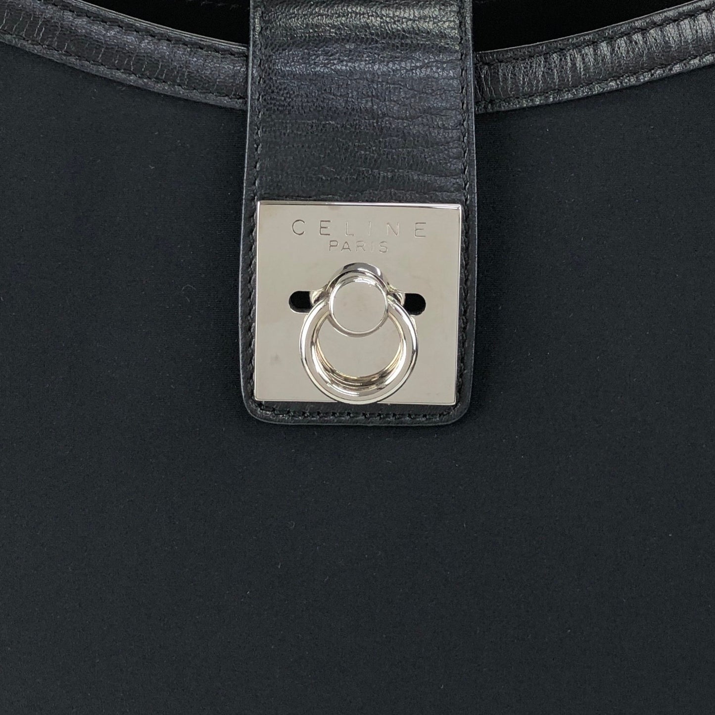 CELINE Gancini Shoulder bag Black Vintage 4cxdup