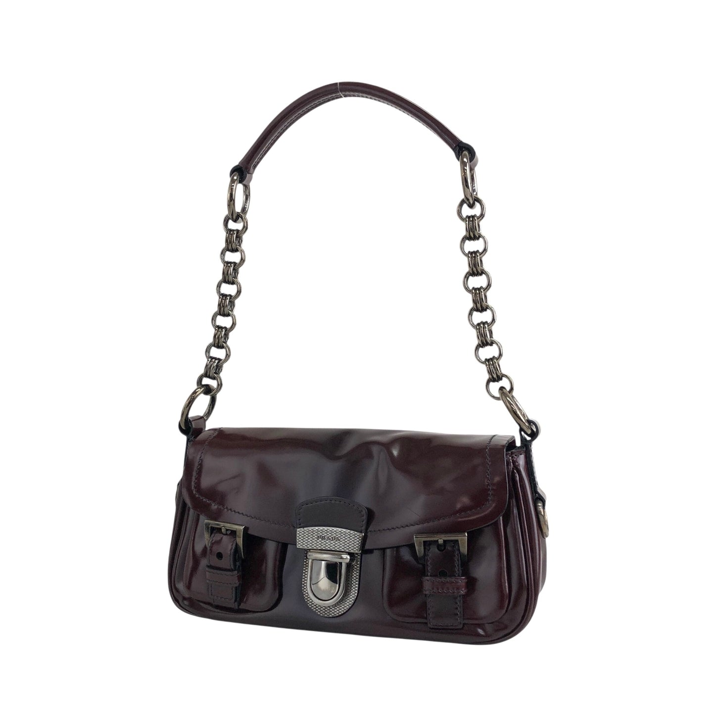 PRADA 前扣單肩包 棕色 復古 j5mn5d
