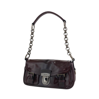 PRADA 前扣單肩包 棕色 復古 j5mn5d