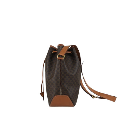 CELINE Macadam Drawstring Shoulder bag Brown Vintage wskrpv