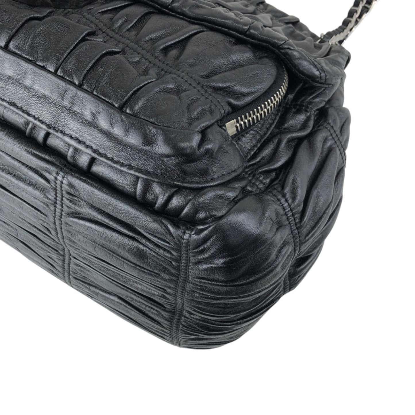 PRADA Logo Lock Chain Shoulder bag Black Vintage v87v8v