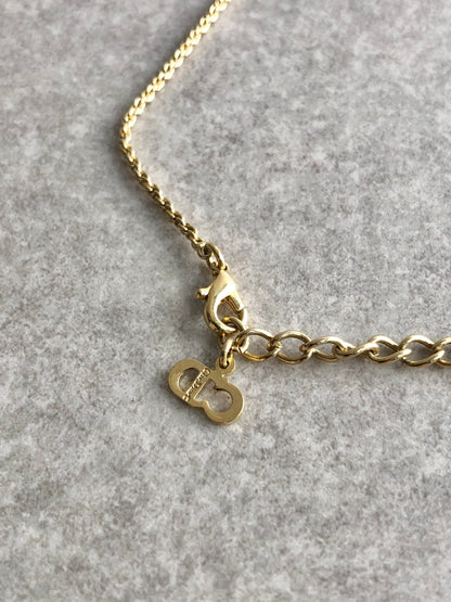 Christian Dior CD Logo Necklace Gold Vintage vhi2zs