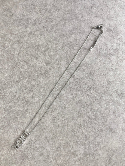 Christian Dior Logo Motif Necklace Silver Vintage niwwkc