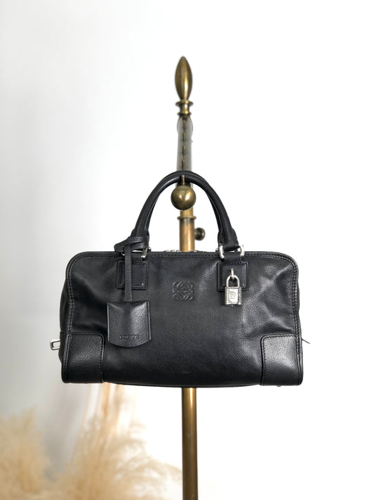 LOEWE Amazona28 Anagram Small Boston bag Handbag Black Vintage pi6ivk
