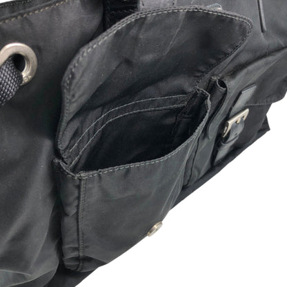 PRADA Tessuto Triangle Logo Double Pocket Totebag Black Vintage pbxxz8