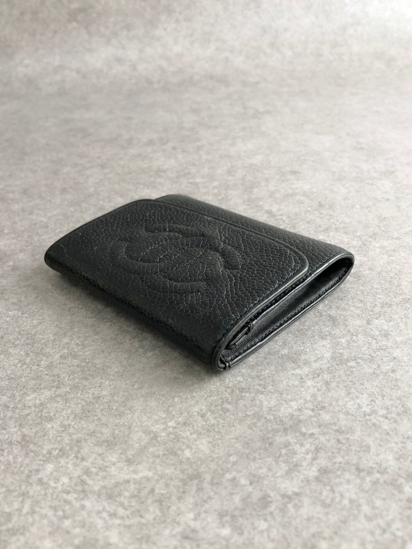 CHANEL Coco Mark Coin Purse Black Vintage gscxim