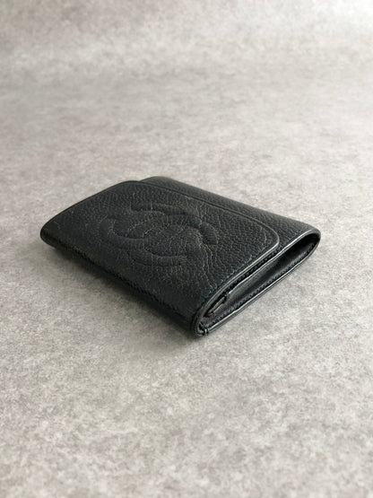 CHANEL Coco Mark Coin Purse Black Vintage gscxim