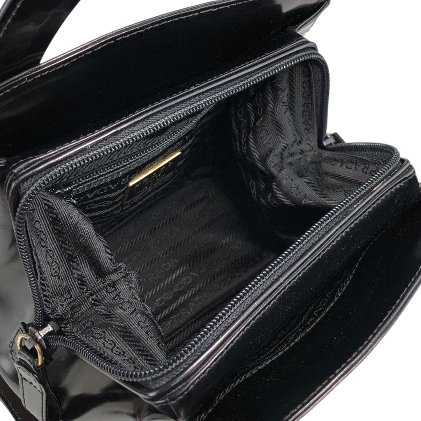 PRADA Logo Small Handbag Black Vintage snjxtd