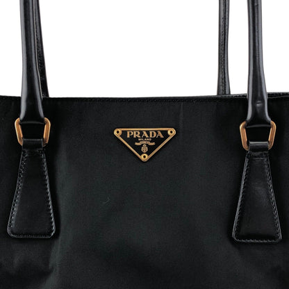 PRADA Tessuto Triangle Logo Totebag Black Vintage hp25fh