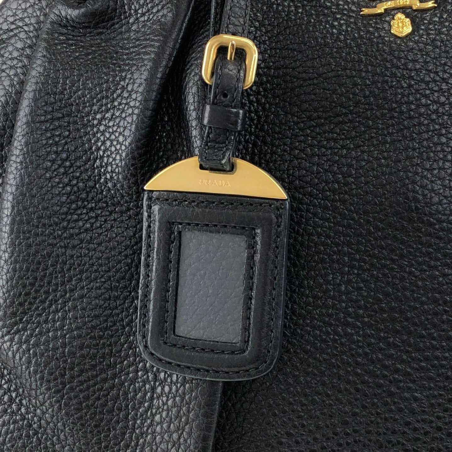 PRADA Logo Handbag Totebag Black Vintage 7zspmn