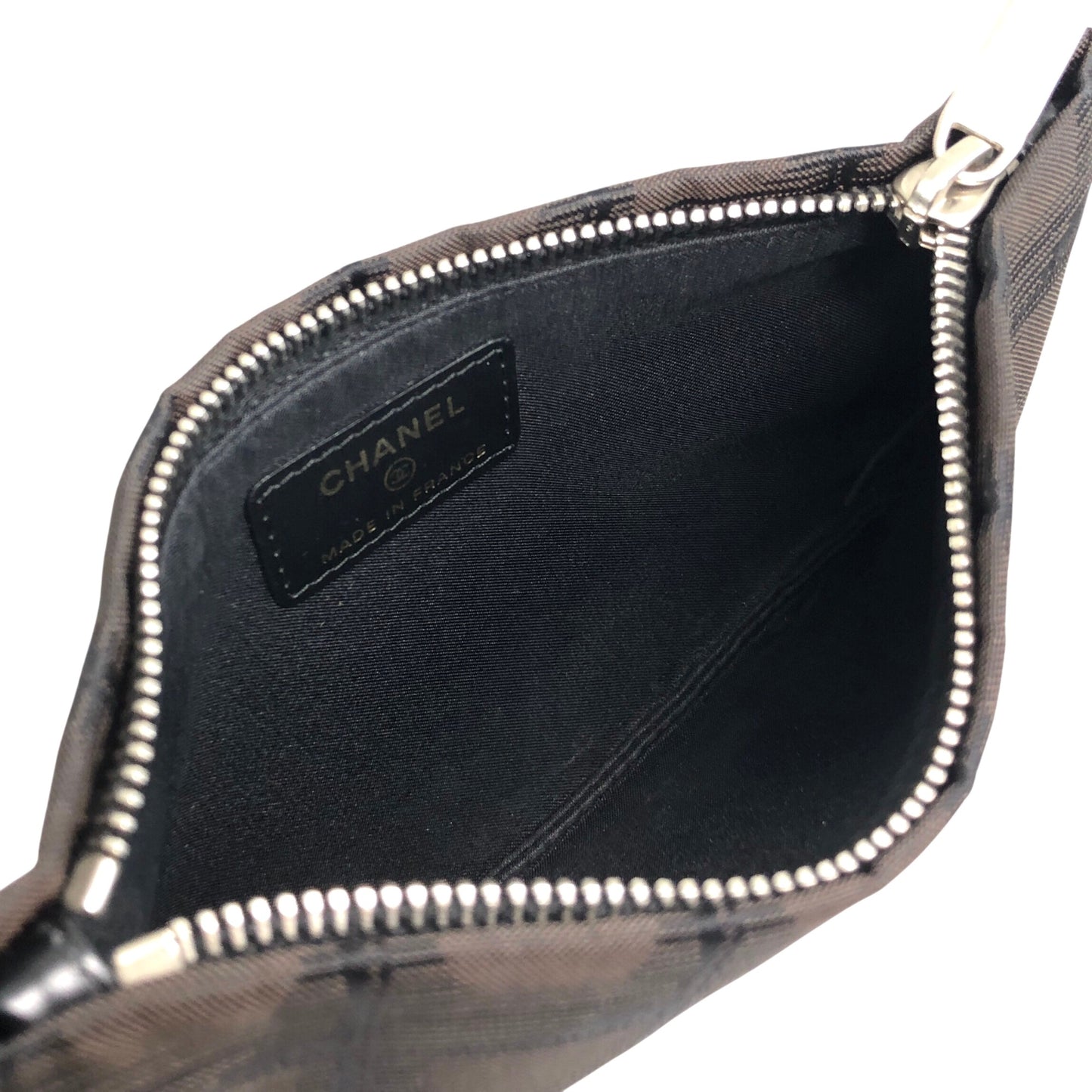CHANEL New Travel Line Chain Handbag Pouch Brown Vintage 2d7ied
