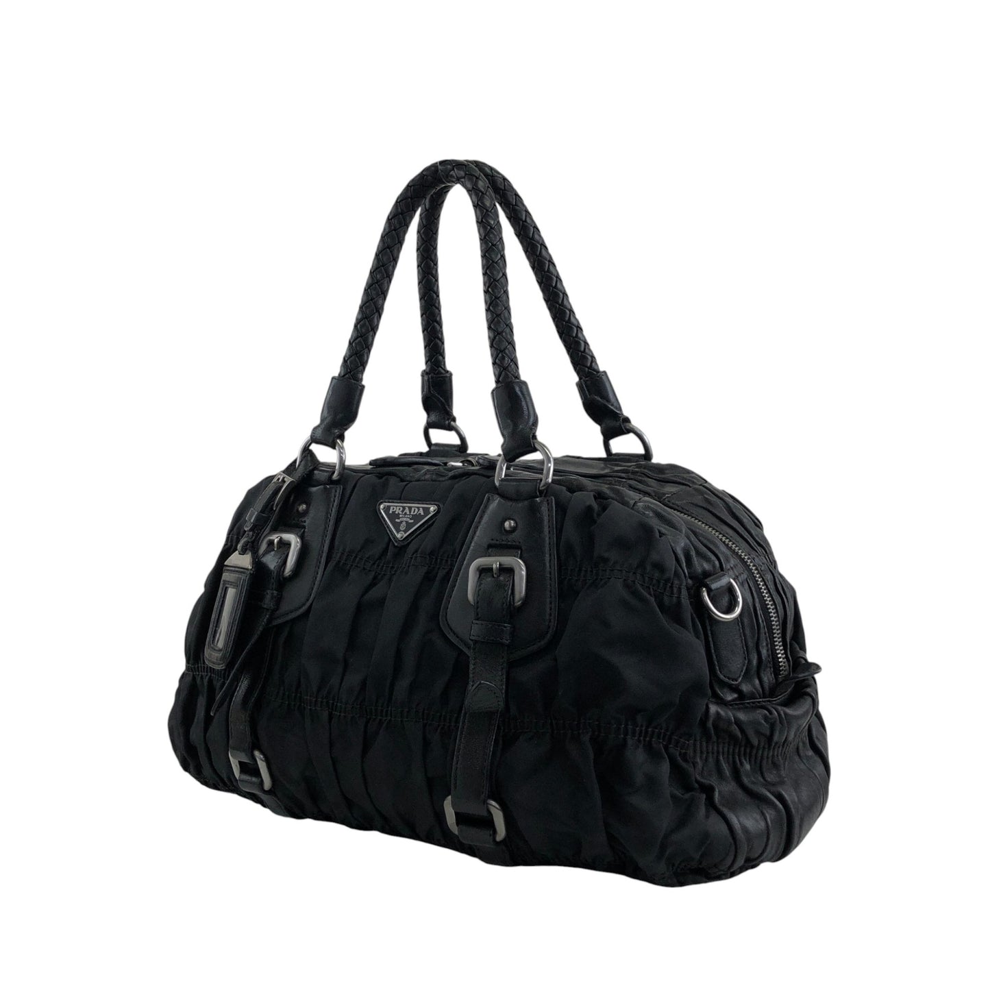 PRADA Triangle Logo Handbag Black Vintage g8wpjj