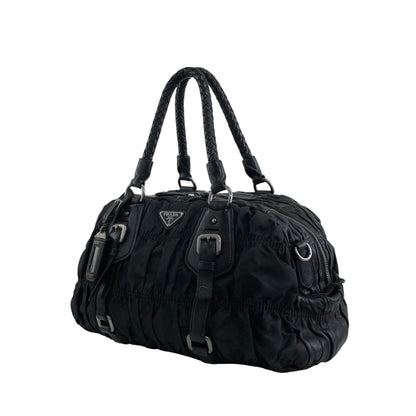 PRADA Triangle Logo Handbag Black Vintage g8wpjj