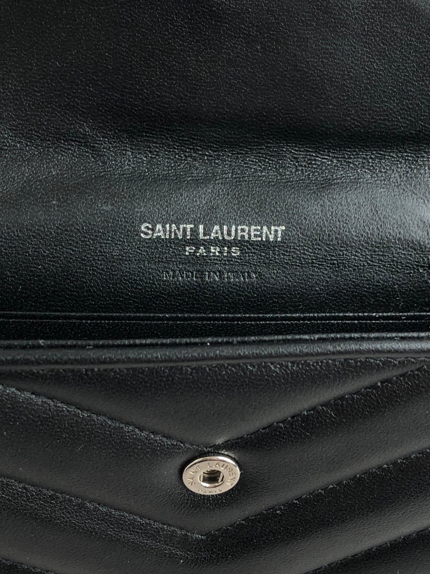 Yves Saint Laurent YSL Logo Bias Stitch Coin Purse Black Vintage 2kycf2