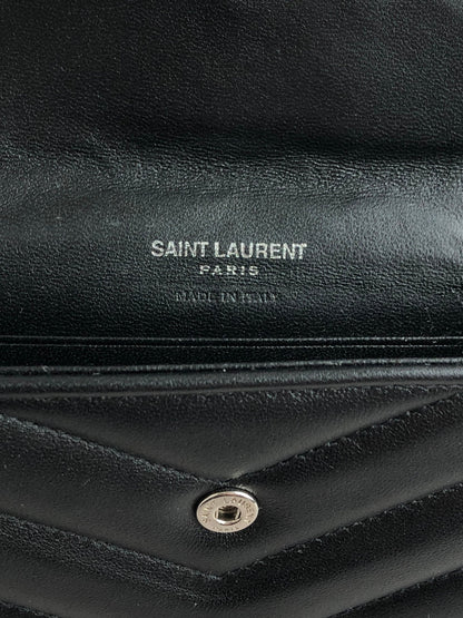 Yves Saint Laurent YSL Logo Bias Stitch Coin Purse Black Vintage 2kycf2