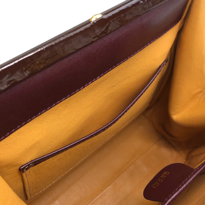 GUCCI Metal Clasp Handbag Brown Vintage ew3gks
