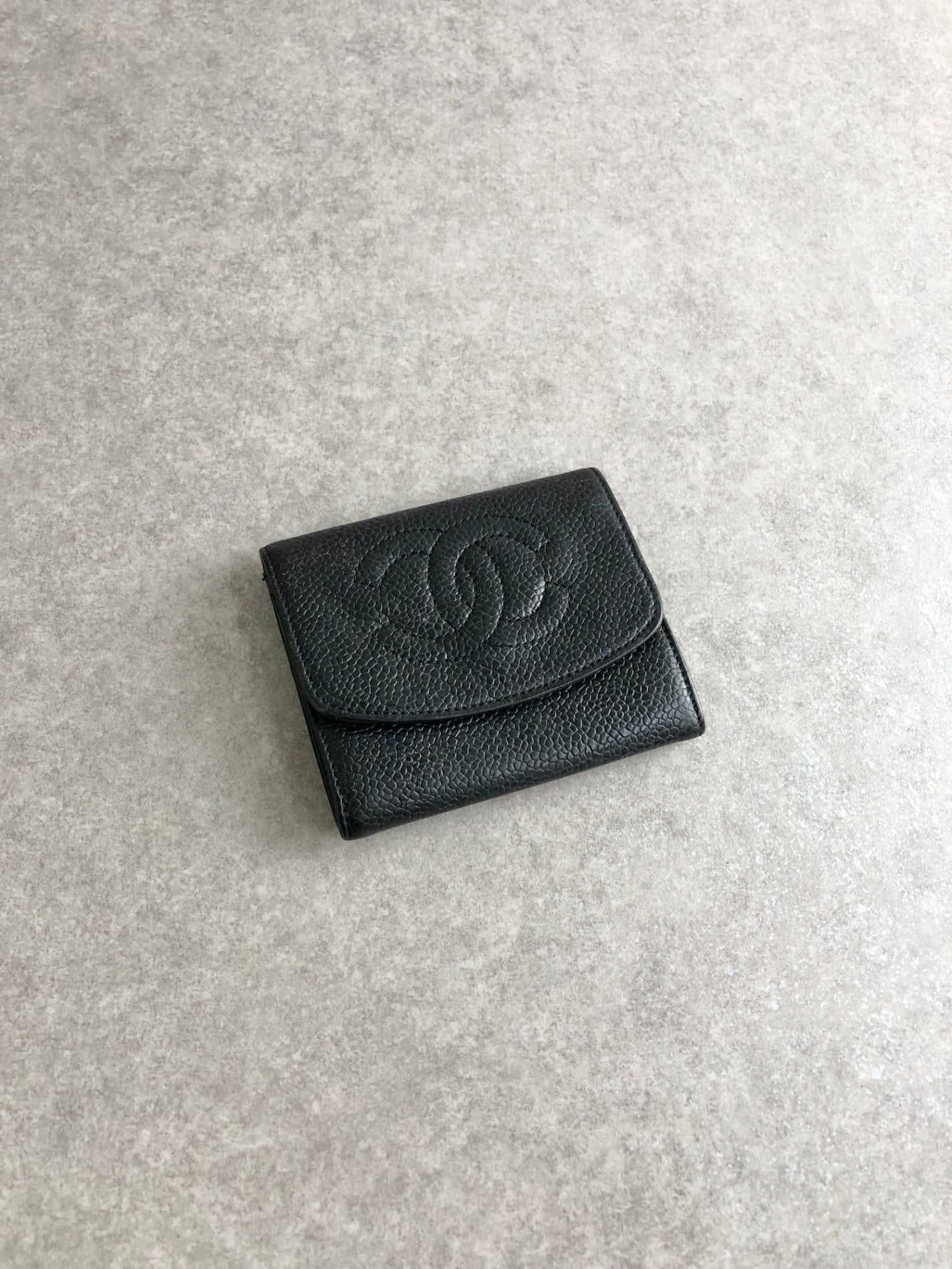 CHANEL Coco Mark Coin Purse Black Vintage gscxim
