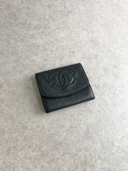 CHANEL Coco Mark Coin Purse Black Vintage gscxim