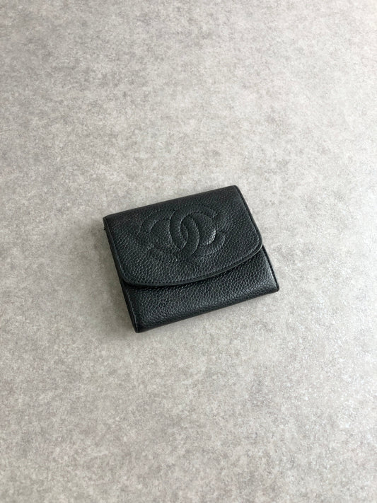 CHANEL Coco Mark Coin Purse Black Vintage gscxim