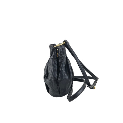 PRADA Logo Drawstring Shoulder bag Black Vintage 4zjm5c