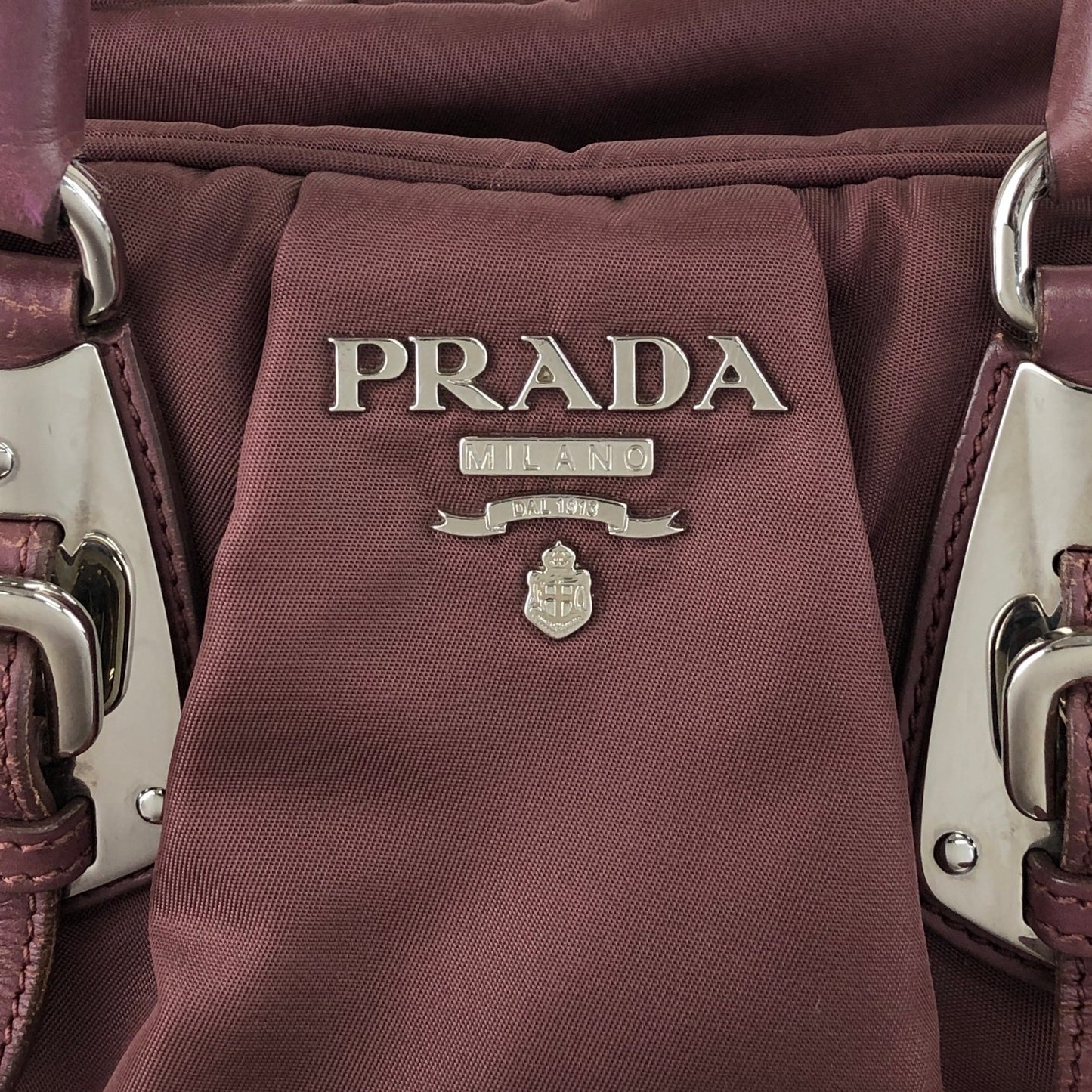 PRADA Logo Handbag Boston bag Brown Vintage 4x2uwa
