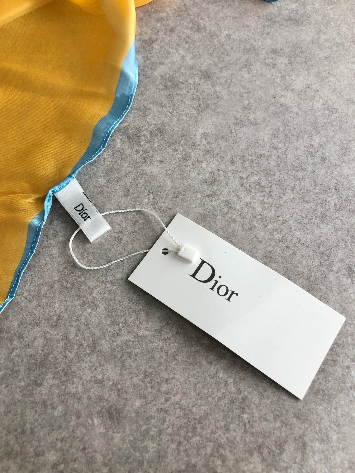 Christian Dior Logo Silk Scarf Yellow×Blue Vintage fybztt