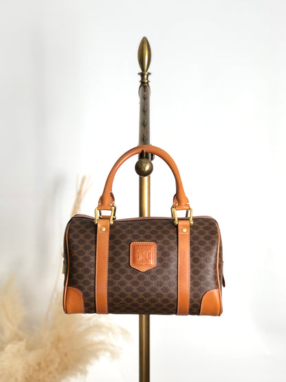 CELINE Macadam Small Boston bag Handbag Brown Vintage 7k24si