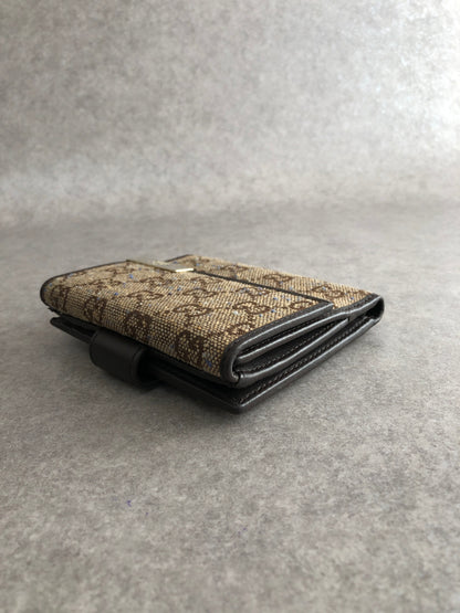 GUCCI GG Canvas Folded Wallet Beige Vintage phhryh