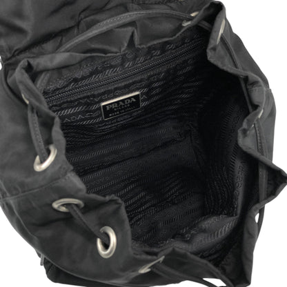 PRADA Tessuto Triangle Logo Double Pocket Backpack Black Vintage hspzjr