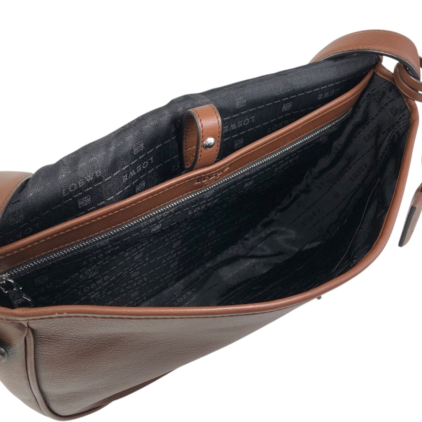 LOEWE Logo Embossed Shoulder bag Brown Vintage 7c7s5w