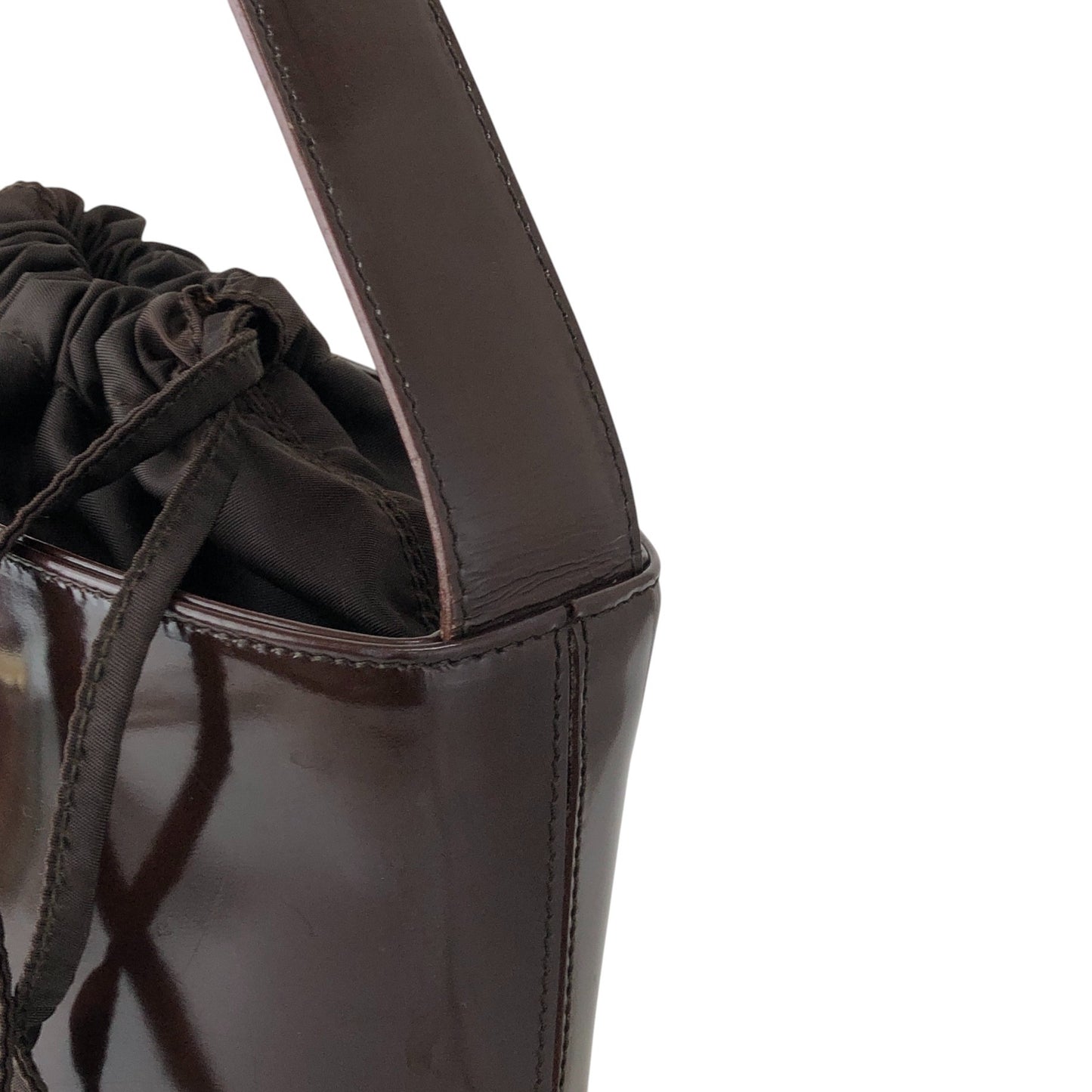 CELINE Logo Drawstring Shoulder bag Brown Vintage sjvk4h