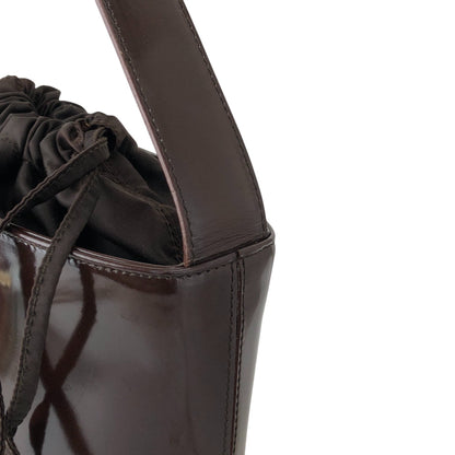 CELINE Logo Drawstring Shoulder bag Brown Vintage sjvk4h