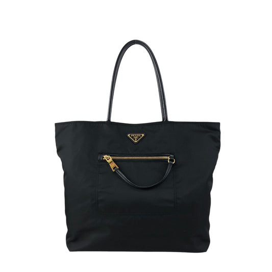 PRADA Tessuto Triangle Logo Handbag Totebag Black Vintage zahf6a