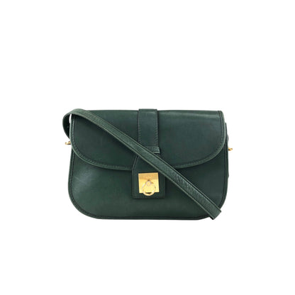CELINE Gancini Shoulder bag Green Vintage jh6t3a