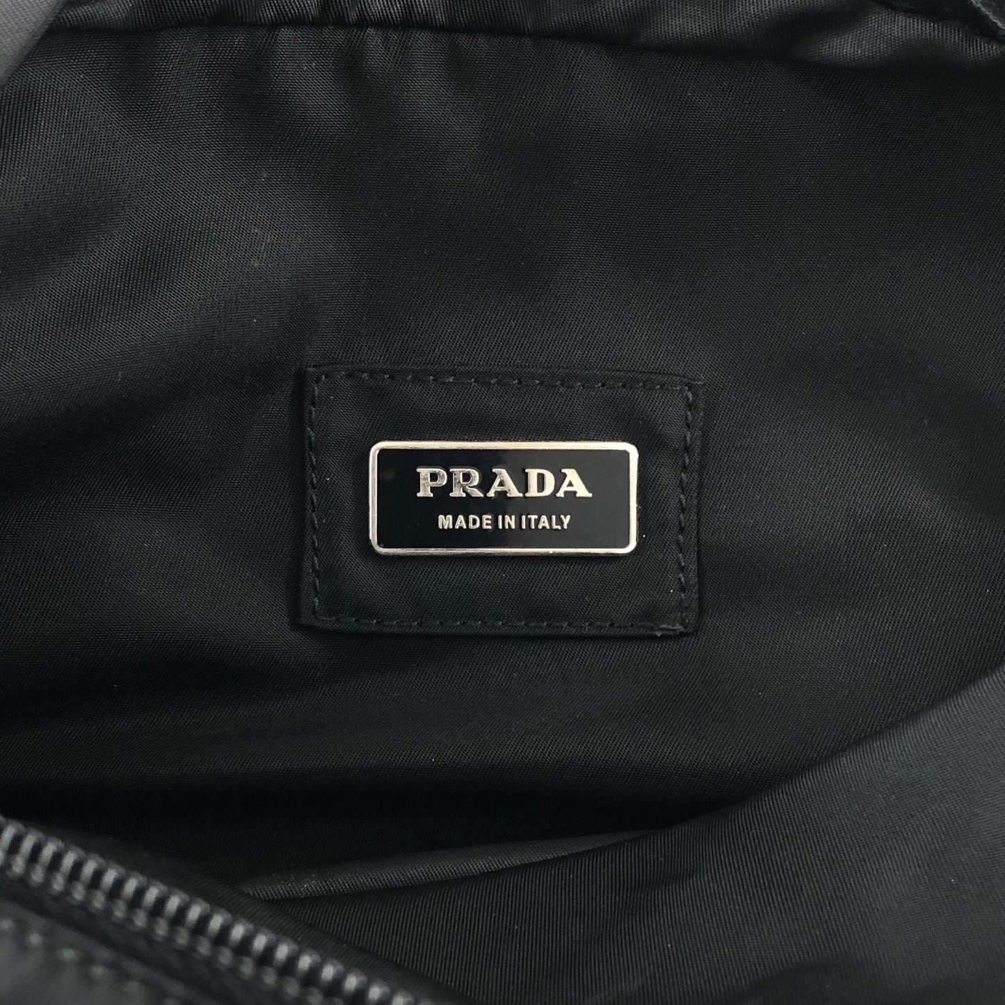 PRADA Tessuto Triangle Logo Sling bag Shoulder bag Black Vintage 58ccjt