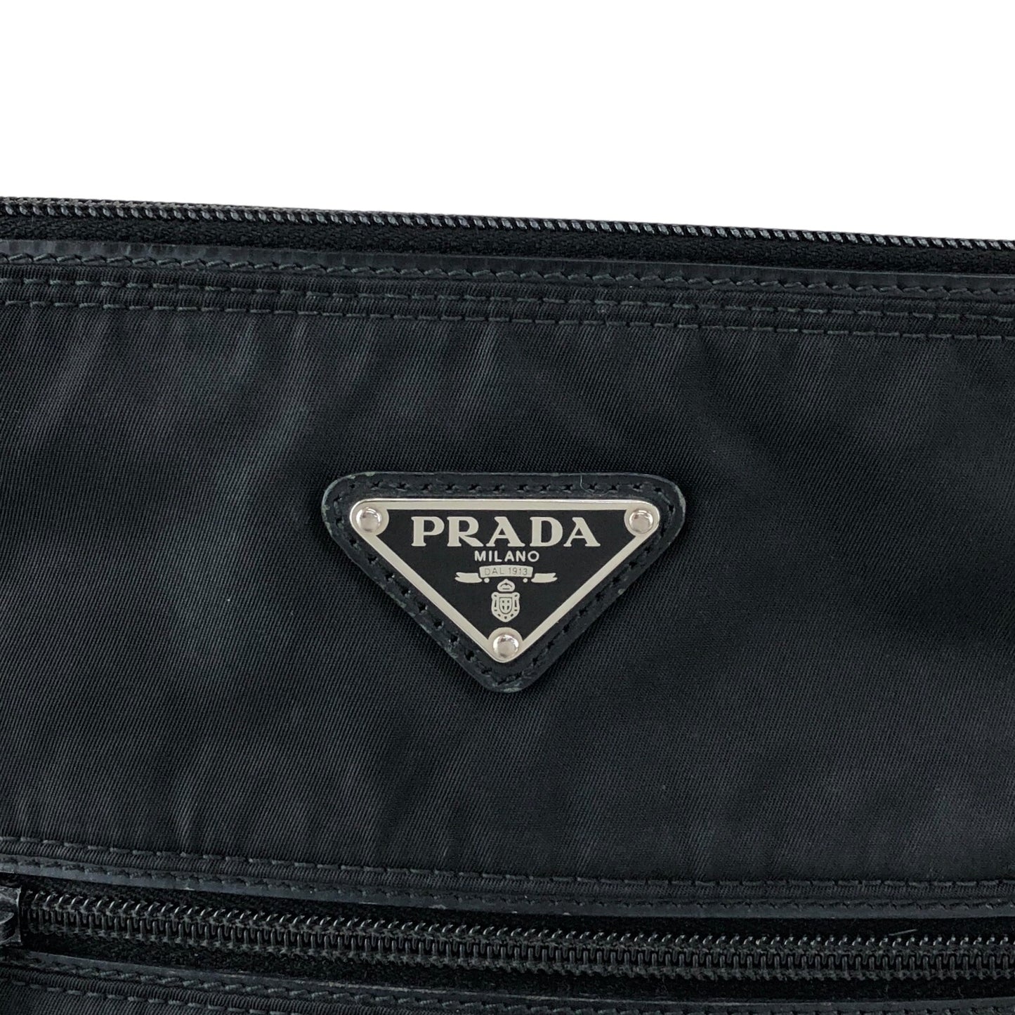PRADA Tessuto Triangle Logo Shoulder bag Black Vintage b7upke