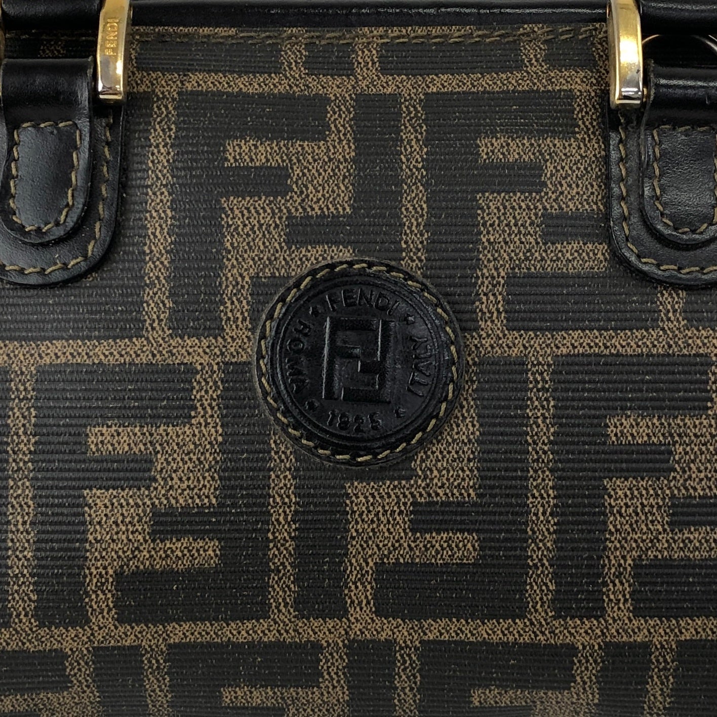 FENDI Zucca Logo Two-way Small Boston bag Shoulder bag Black Vintage v4wjj7