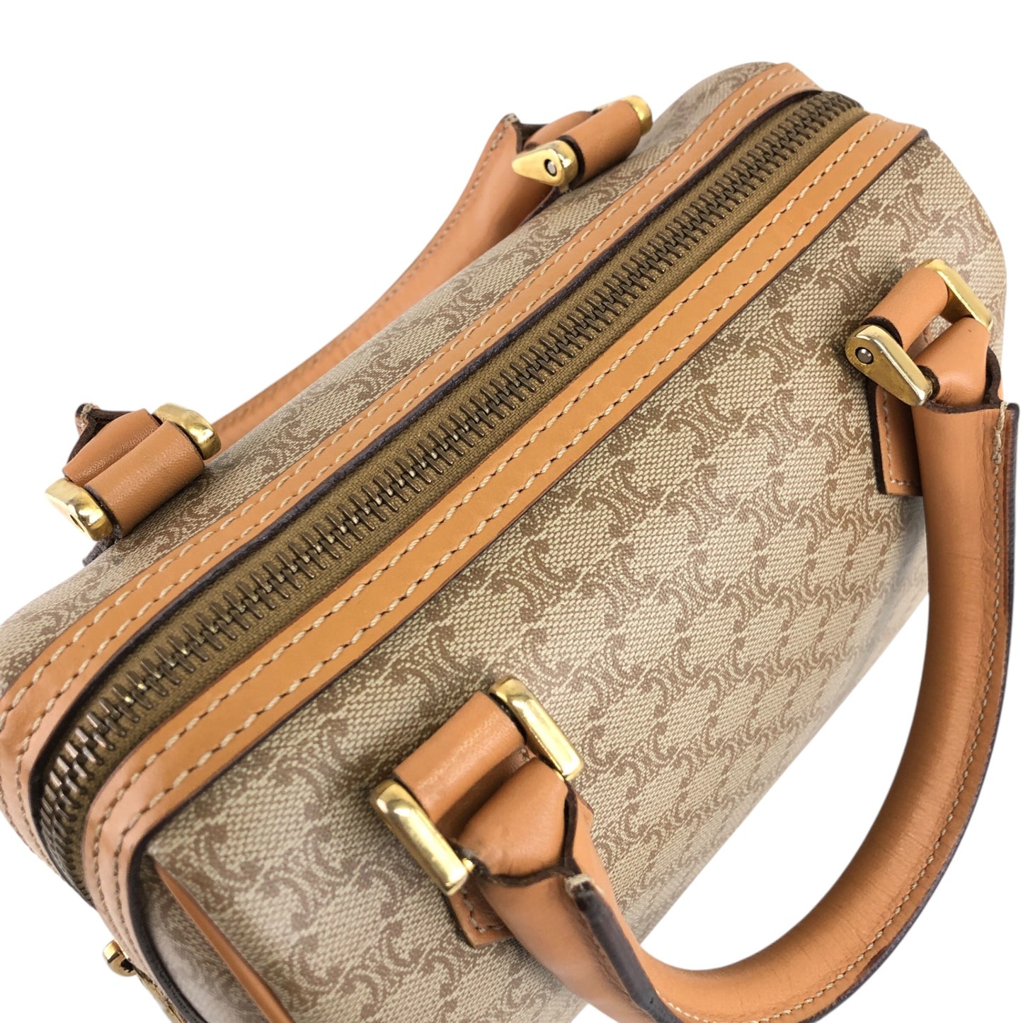 CELINE Macadam Two-way Handbag Shoulder bag Beige Vintage f3hr3k