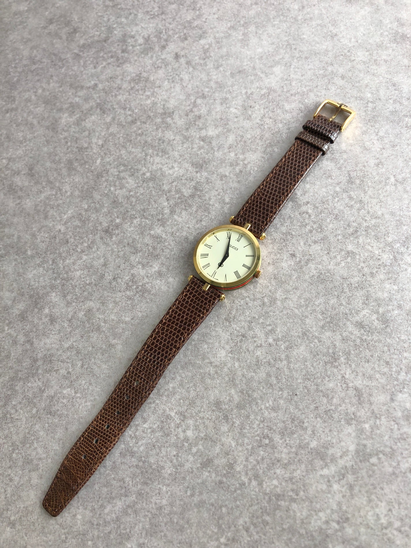 GUCCI Sherry Line Quartz Watch Brown×Gold Vintage vng8gz