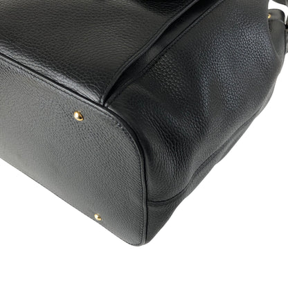 CELINE Gancini Front Pocket Drawstring Shoulder bag Black Vintage 3gt2jh