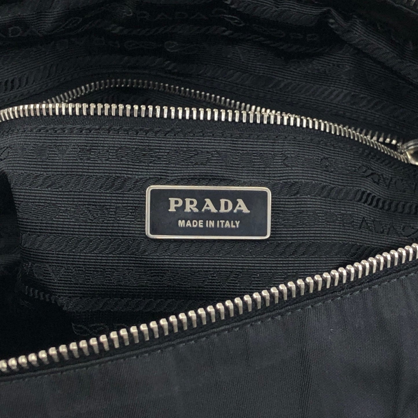 PRADA Tessuto Triangle Logo Front Pocket Totebag Black Vintage f42pyf