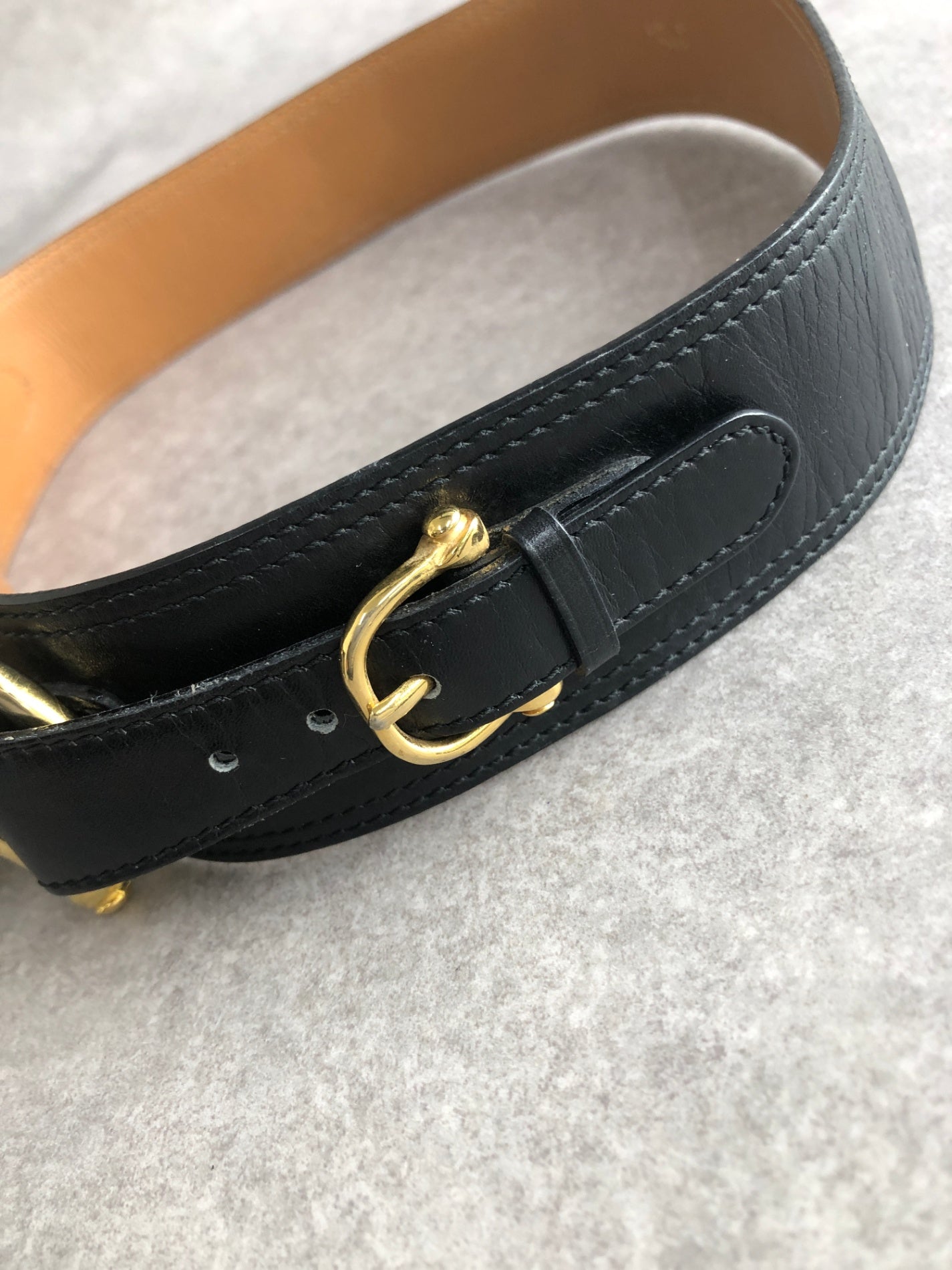 CELINE Horse Bit Belt Black Vintage 3xm745